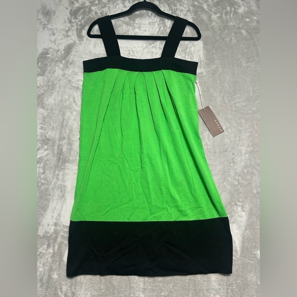 Y2K Kenar Knee Length Dress Women’s Large Green Black Cotton Vintage